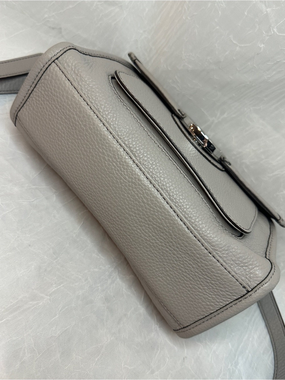 Michael Kors Pebbled Leather Crossbody Bag in Taupe Gray - Picture 7 of 10